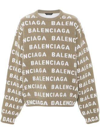 Balenciaga Logo intarsia trui - Beige
