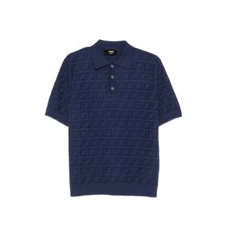 Fendi Zucca-monogram Knitted Polo Shirt