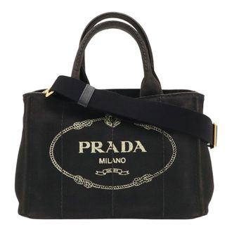 Prada Nero Canvas Handbag Shoulder Bag Tote Bag (Pre-Owned)