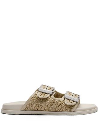 Casadei Birky braided sandals - women - Cotton/Polyester/Rayon/Rubber/Calf Leather - 38 1/2 - Neutrals