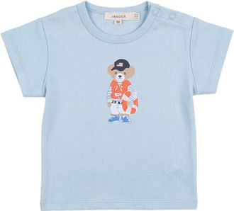 Fragile Cotton Short Sleeve Bear Print Tshirt in Blue at Nordstrom, Size 18M