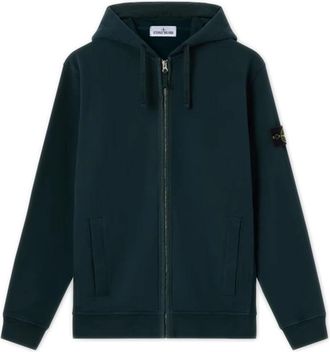 Stone Island Hoodies & sweatvesten, Heren, Groen, L, Katoen, Volledige Rits Sweatshirt