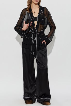 Dolce & Gabbana Transparent Shirt With Belt, Womens, Black
