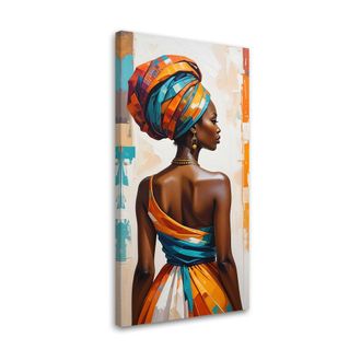 Feeby Cuadro Sobre Lienzo, Mujer Africana Colorida, 60x120