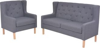 vidaXL Conjunto De Sof&aacute;s 2 Piezas Tela Gris Vidaxl