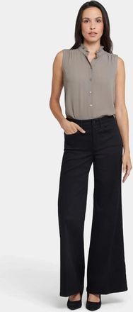 NYDJ Womens NYDJ Mia Jeans Black Denim High Rise Flared Leg Palazzo Zip Fly GBO1945