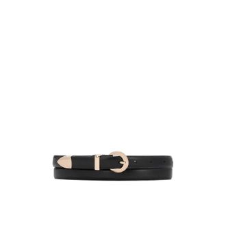 Kazar Zwarte leren riem met afgeronde gesp - Dames - Riemen - Zwart - 90 CM - Leer - Accessoires