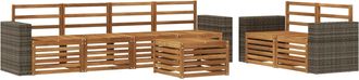 vidaXL Conjunto De Sof&aacute;s De Exterior 7 Uds. Natural Vidaxl