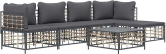 vidaXL Vidaxl - Juego De Muebles De Jard&iacute;n 6 Pzas Cojines Antracita Rat&aacute;n Pe