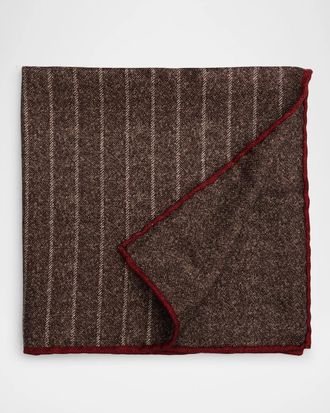 Brunello Cucinelli Men & apos;s Fine Stripe Double-Face Silk Pocket Square