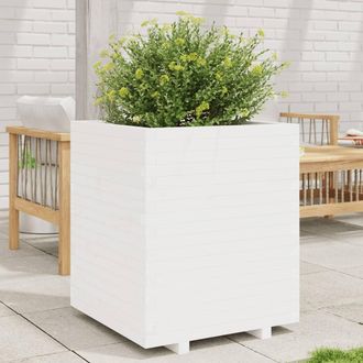 vidaXL Jardinera Madera Maciza De Pino Blanco 60x60x72,5 Cm Vidaxl