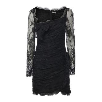 Alessandra Rich Kleedjes, Dames, Zwart, S, Gedrapeerde Jurk