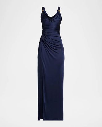 Versace Draped Sleeveless Gown