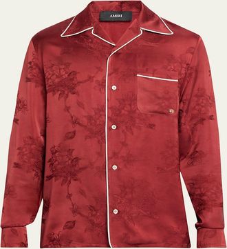 Amiri Mens Viscose Floral Jacquard Button-Down Shirt