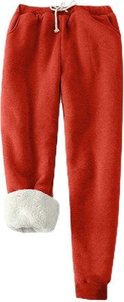 Generic Petite Joggers for Women Fleece Joggers for Women UK Fluffy Sherpa Lined Thermal Sweatpants Elastic Waisted Jogging Pants Winter Thick Warm Tracksuit 
