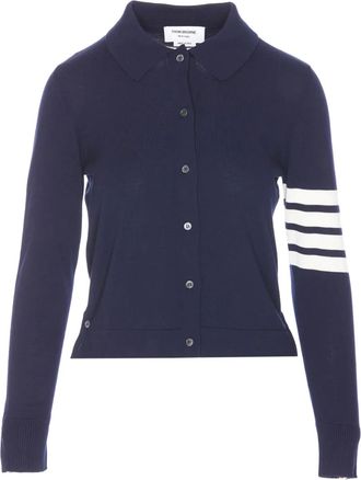Thom Browne Polo in jersey con dettaglio 4 Bar a righe - 415 NAVY
