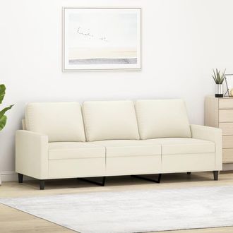 vidaXL Sof&aacute; De 3 Plazas Terciopelo Color Crema 180 Cm Vidaxl