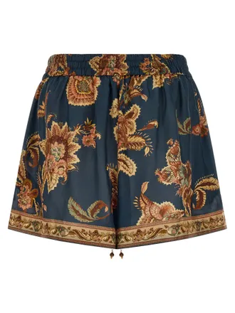 Zimmermann Jacobean Silk Shorts - Navy