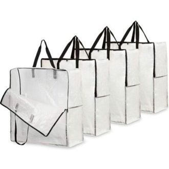 OEM Juego De 4 Bolsas De Almacenamiento Transparentes, Bolsa De Mudanza Xxl Grande De 60x60 Cm Con Asa De Transporte, Bolsa De Almacenamiento Para Ropa, J