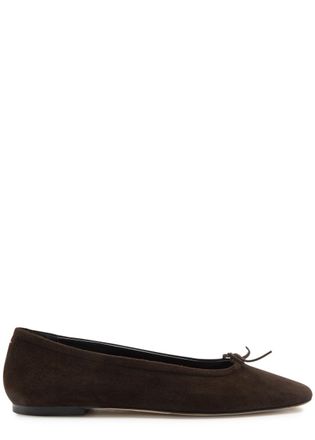 Aeyde Aeyde Delfina Suede Ballet Flats - Dark Brown - 37 (IT37/ UK4)
