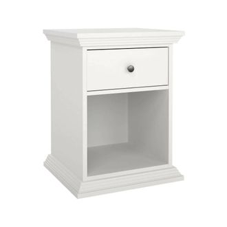 Dmora Dmora - Mesa De Noche Mimi, C&oacute;moda Baja, Mesilla De Noche, Estante De La Cama, 48x43 H63 Cm, Blanco