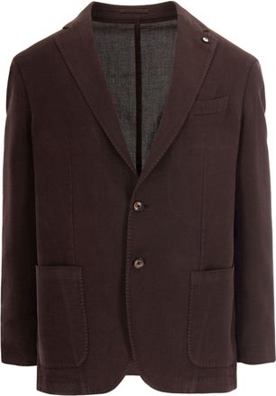 L.B.M. 1911 Brown Rami&eacute; Slim-Fit Cotton Ramie Blazer