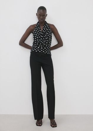 Mango Top halter drappeggiato nero - Donna - XS - MANGO