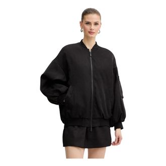A|X Armani Exchange Bomberjack met ruches aan de achterkant - Dames - Bomber jackets - Zwart - L - Polyester - Jassen