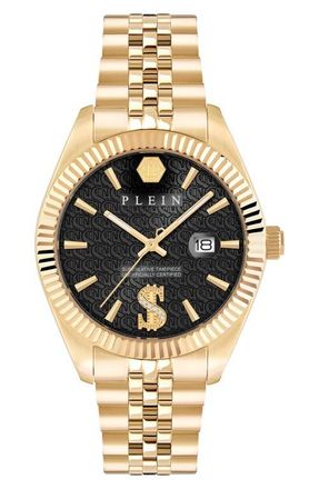 Philipp Plein Date Superlative Two-Tone Bracelet Watch, 41mm in Ip Yellow Gold at Nordstrom