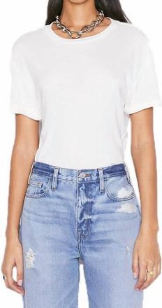 Frame Denim Rolled Sleeve Tee In Vintage Blanc