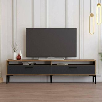 Dmora Mobile porta tv Angiari, Credenza da soggiorno, Armadio basso per tv, Base parete attrezzata, 180x47h35 cm, Noce e Antracite - Dmora