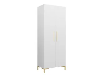 Mirjan24 Armario Nomal, Blanco + Dorado, 196x74x44cm, Puertas De Armario: Con Bisagras, N&uacute;mero De Estantes: 2