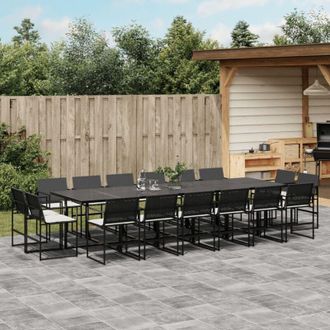 vidaXL Set De Muebles Jard&iacute;n 17 Pzas Con Cojines Rat&aacute;n Sint&eacute;tico Negro Vidaxl