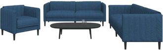 vidaXL Juego De Sof&aacute;s 3 Piezas Tela Azul Vidaxl