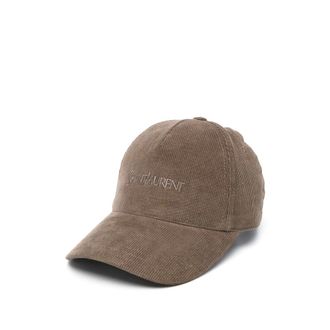 Saint Laurent Logo-embroidered Corduroy Cap