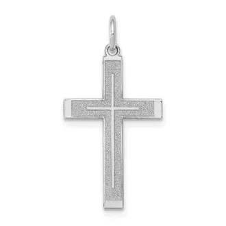 Diamond2Deal 14K White Gold Laser Designed Cross Pendant