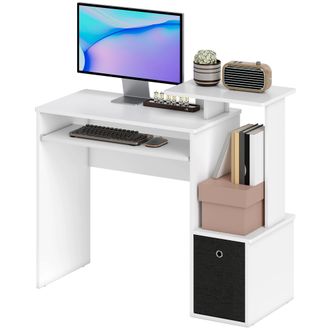 HOMCOM Homcom - Vinsetto Scrivania Porta Pc Con Mensola Per Tastiera In Legno Cassetto Tessuto