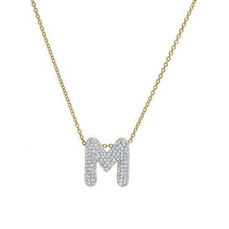 LuvMyJewelry Big Bubble Initial Letter 14K Yellow Gold Diamond Pendant Necklace in Gold M at Nordstrom
