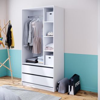 Vicco Armario De Ropa Elmo, Blanco, 100 X 200 Cm Con 2 Cajones Vicco