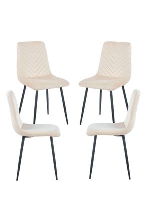 Regalos Miguel Packs Sillas Comedor - Pack 4 Sillas Kisa Black Terciopelo - Beige
