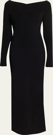 Stella McCartney Compact Knit Off-Shoulder Maxi Dress