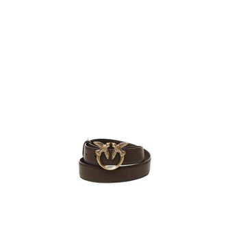 Pinko Belts, female, Brown, Size: XS Brown Leather Belt with Metal Buckle