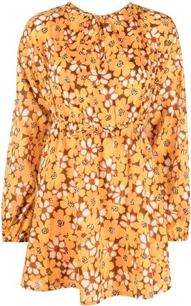 Faithfull The Brand Li Reni floral print dress - women - Rayon/Cotton - S - Orange