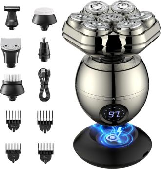 OEM Rasoir Electrico - Cabeza Magnetica 7d - 10000 Rpm - Impermeable Ip X7 - Uso Humedo Y Seco - 6 Accesorios