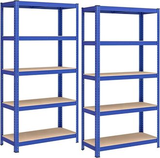 Songmics 2 estanter&iacute;as pesadas de 5 niveles de 40 x 90 x 180 cm de color azul