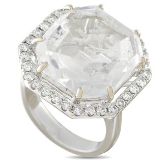 Luxury Bazaar 14K White Gold 0.60ct Diamond Victorian Cupid Intaglio Ring MF16-062926