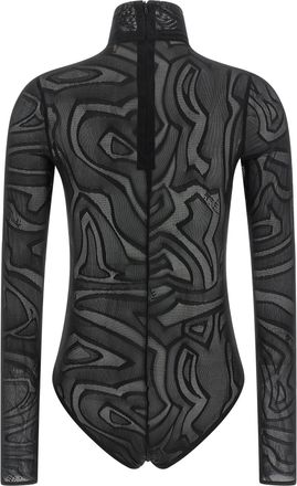 Emilio Pucci Abstract Jacquard Mesh Bodysuit - Black