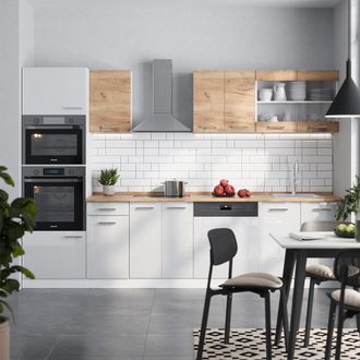 Vicco Mueble De Cocina R-line, Oro Potencia Roble/blanco, 300 Cm Muebles Bicolor, Enc Roble, Vicco