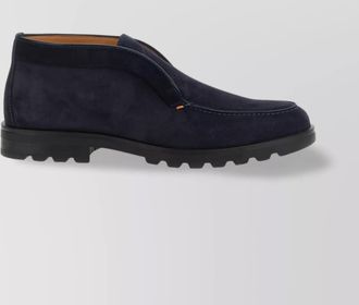 Santoni stitch round toe suede ankle boots