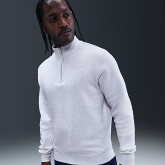 Nike Mens Nike Sportswear Club 1/2-Zip Fleece Top in Brown | FN3864-051